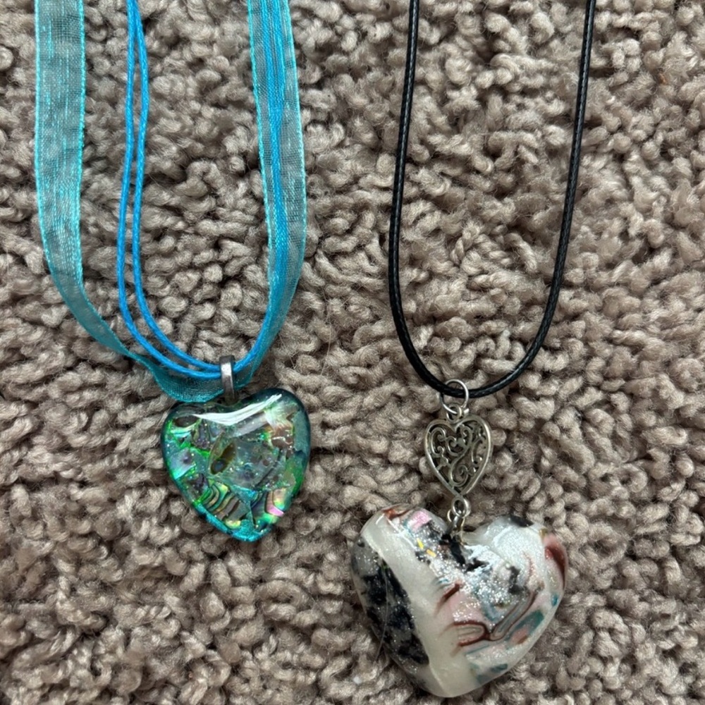 🌸3 for $10🌸 Heart Pendant Necklace Set - Blue and Silver